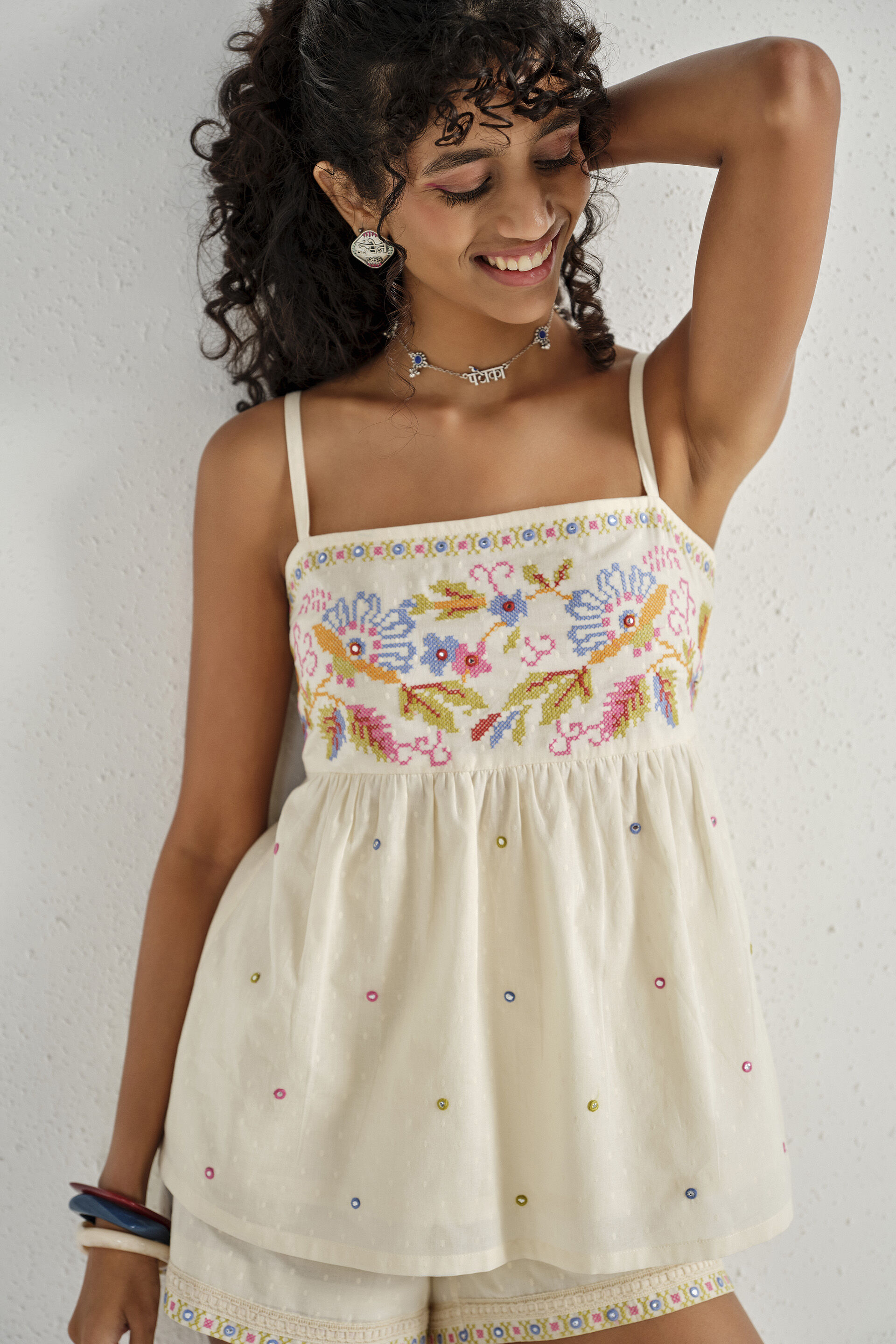 Imara Embroidered Off-White Co-ords, Off White, image 3